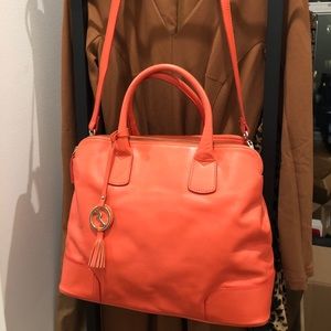 genuine Italian leather tote coral